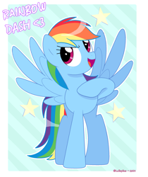 Size: 1776x2112 | Tagged: safe, artist:lullapiies, derpibooru import, rainbow dash, pegasus, pony, g4, open mouth, solo, spread wings, stars, wings