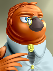 Size: 624x840 | Tagged: safe, artist:richmay, derpibooru import, oc, oc only, oc:ferdinand von hochsklaue, griffon, equestria at war mod, bust, clothes, fat, glasses, griffon oc, portrait, solo