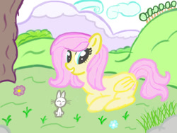 Size: 1200x900 | Tagged: safe, derpibooru import, fluttershy, angel, pegasus, pony, nature, summer