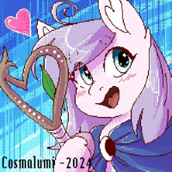 Size: 500x500 | Tagged: safe, artist:cosmalumi, derpibooru import, oc, oc only, pony, bust, digital art, heart, open mouth, open smile, pixel art, smiling, solo