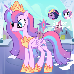 Size: 1280x1265 | Tagged: safe, artist:vi45, derpibooru import, princess flurry heart, twilight sparkle, twilight sparkle (alicorn), oc, alicorn, pony, adoptable, concave belly, female, fusion, fusion:princess flurry heart, fusion:twilight sparkle, mare, slender, thin