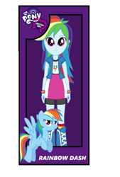 Size: 449x663 | Tagged: safe, artist:qbert2kcat, derpibooru import, rainbow dash, pegasus, equestria girls, g4, arms, boots, clothes, collar, doll, female, fingers, hand, happy, legs, long hair, long mane, my little pony equestria girls, shirt, shoes, short sleeves, skirt, smiling, socks, standing, t-shirt, tail, teenager, toy, wings, wristband