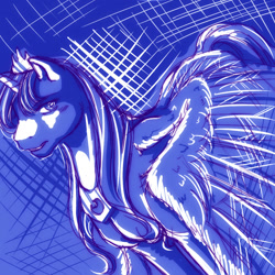 Size: 1024x1024 | Tagged: safe, artist:vampirecheetah, derpibooru import, princess luna, alicorn, pony, g4, female, limited palette, mare, monochrome, s1 luna, solo