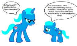 Size: 1656x980 | Tagged: safe, artist:memeartboi, derpibooru import, pegasus, pony, unicorn, angry, colt, crying, duo, duo male and female, female, foal, grounded, guilty, gumball watterson, heart, horn, male, mare, mother, mother and child, mother and son, nicole watterson, parent and child, ponified, punishment, regret, remorse, sad, sad pony, scolded, scolding, simple background, sniffing, sorry, species swap, the amazing world of gumball, upset, white background, wings