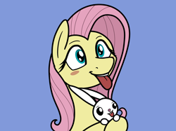 Size: 2048x1532 | Tagged: safe, artist:ewoudcponies, derpibooru import, angel bunny, fluttershy, pegasus, pony, rabbit, g4, animal, blushing, duo, female, simple background, tongue, tongue out