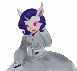 Size: 2704x2500 | Tagged: safe, artist:xxk1ttyl1tterxx, derpibooru import, rarity, bat pony, human, g4, bat rarity, clothes, dress, hoof hands, humanized, red eyes, victorian