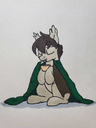 Size: 1361x1814 | Tagged: safe, artist:rustlerustle, derpibooru import, oc, oc only, oc:cornerstone, bat pony, blanket, mug, solo, traditional art