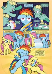 Size: 1920x2715 | Tagged: safe, artist:alexdti, artist:v-nico, derpibooru import, fluttershy, rainbow dash, zephyr breeze, pegasus, pony, comic:how we met, g4, bouquet, female, filly, filly fluttershy, filly rainbow dash, flower, flower in mouth, foal, mouth hold, rose, rose in mouth, unamused, younger