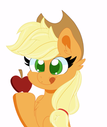 Size: 1883x2246 | Tagged: safe, artist:cinematic-fawn, derpibooru import, applejack, pony, g4, apple, food, simple background, solo, tongue, tongue out, white background