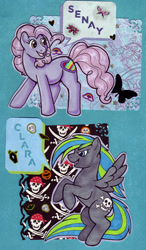 Size: 489x835 | Tagged: safe, artist:drakenbyte, derpibooru import, oc, oc only, earth pony, pegasus, pony, earth pony oc, pegasus oc, speech bubble, traditional art