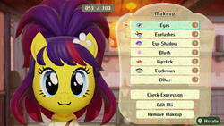 Size: 1280x720 | Tagged: safe, earth pony, pony, g4, female, flower, flower in hair, looking at you, maggie joy, mare, miitopia, open mouth, smiling, smiling at you, solo