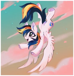 Size: 3000x3053 | Tagged: safe, artist:aureai, derpibooru import, oc, oc only, pegasus, pony, commission, ear fluff, ears, female, flying, hoof fluff, mare, solo, spread wings, wings