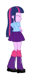 Size: 721x1685 | Tagged: safe, artist:qbert2kcat, derpibooru import, twilight sparkle, human, equestria girls, g4, boots, clothes, female, high heel boots, shirt, shoes, simple background, skirt, socks, transparent background