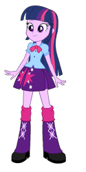 Size: 825x1644 | Tagged: safe, artist:qbert2kcat, derpibooru import, twilight sparkle, equestria girls, g4, puffy sleeves, simple background, solo, transparent background, twilight sparkle's boots, twilight sparkle's clothes, twilight sparkle's skirt