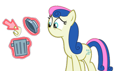 Size: 1278x735 | Tagged: safe, artist:brightstar40k, derpibooru import, bon bon, sweetie drops, earth pony, g4, magic duel, cursor, female, mouthless, simple background, transparent background, trash can