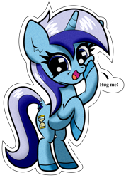 Size: 627x881 | Tagged: safe, artist:scandianon, derpibooru import, minuette, pony, unicorn, g4, big head, cute, female, hoof on cheek, horn, hug request, looking at you, mare, minubetes, open mouth, open smile, raised hoof, raised leg, rearing, simple background, smiling, solo, squishy cheeks, talking to viewer, transparent background