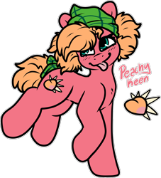 Size: 1524x1680 | Tagged: safe, artist:sexygoatgod, derpibooru import, oc, oc only, oc:peachy keen, earth pony, pony, adoptable, magical lesbian spawn, offspring, parent:applejack, parent:pinkie pie, parents:applepie, simple background, solo, transparent background