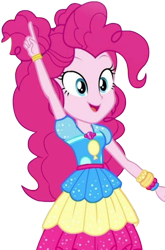 Size: 1660x2520 | Tagged: safe, derpibooru import, edit, edited screencap, editor:homersimpson1983, screencap, pinkie pie, human, equestria girls, g4, sunset's backstage pass!, 2d, equestria girls specials, female, geode of sugar bombs, golden oaks library, hair bun, magical geodes, not a vector, open mouth, open smile, pointing, simple background, smiling, solo, transparent background, wrist cuffs