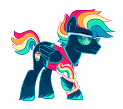 Size: 1252x1112 | Tagged: safe, artist:octoberumn, derpibooru import, oc, oc:e-z mcfreezy, pegasus, pony, clothes, jacket, male, simple background, solo, stallion, sunglasses, transparent background