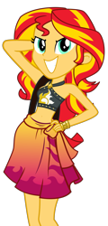 Size: 3000x6254 | Tagged: safe, artist:qbert2kcat, derpibooru import, sunset shimmer, human, g4, female, simple background, smiling, smirk, solo, sunset shimmer swimsuit, transparent background