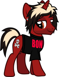 Size: 892x1166 | Tagged: safe, artist:lightningbolt, derpibooru exclusive, derpibooru import, pony, unicorn, g4, .svg available, all time low, clothes, dyed mane, dyed tail, ear piercing, facial hair, horn, jack barakat, lidded eyes, looking at you, piercing, ponified, shirt, show accurate, simple background, solo, species swap, standing, svg, t-shirt, tail, transparent background, vector