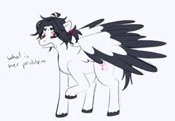 Size: 2300x1600 | Tagged: safe, artist:slapearl, derpibooru import, oc, oc only, pegasus, pony, colored wings, eye clipping through hair, eyebrows, eyebrows visible through hair, female, mare, ponytail, simple background, solo, white background, wings