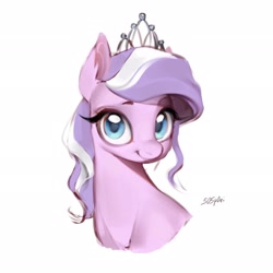 Size: 2048x2048 | Tagged: safe, artist:505p0ni, derpibooru import, diamond tiara, earth pony, pony, g4, bust, female, filly, foal, jewelry, simple background, solo, tiara, white background
