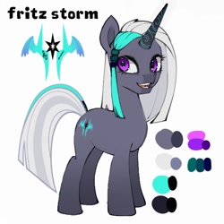 Size: 600x600 | Tagged: safe, artist:505p0ni, derpibooru import, oc, oc only, oc:fritz storm, pony, unicorn, female, horn, mare, reference sheet, simple background, solo, white background