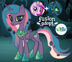 Size: 1280x1102 | Tagged: safe, artist:vi45, derpibooru import, princess cadance, queen chrysalis, oc, changepony, hybrid, concave belly, fusion, fusion:princess cadance, fusion:queen chrysalis, slender, thin