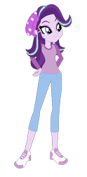 Size: 310x626 | Tagged: safe, artist:selenaede, artist:user15432, derpibooru import, starlight glimmer, human, equestria girls, g4, base used, beanie, clothes, crossover, diana lombard, hairclip, hand on hip, hat, kelly sheridan, long sleeved shirt, long sleeves, martin mystery, pants, shirt, shoes, simple background, smiling, sneakers, transparent background, voice actor