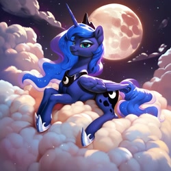 Size: 1024x1024 | Tagged: source needed, safe, ai content, derpibooru import, machine learning generated, princess luna, alicorn, pony, g4, female, prompter needed, solo, solo female