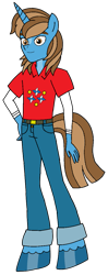 Size: 463x1175 | Tagged: safe, artist:ncolque, derpibooru import, oc, oc:sharp stars, anthro, pony, unguligrade anthro, unicorn, clothes, denim, horn, jeans, pants, shirt, simple background, t-shirt, transparent background