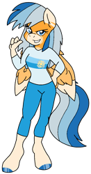 Size: 605x1158 | Tagged: safe, artist:ncolque, derpibooru import, oc, oc:sunlight mist, anthro, pegasus, pony, unguligrade anthro, blue jeans, clothes, long sleeved shirt, long sleeves, shirt, smiling