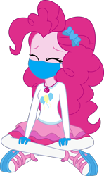 Size: 2766x4672 | Tagged: safe, artist:brokenadam, artist:limedazzle, derpibooru import, pinkie pie, better together, equestria girls, g4, absurd resolution, bow, clothes, coronavirus, covid-19, face mask, gloves, long sleeves, mask, pinkie pie's rah rah skirt, rah rah skirt, simple background, skirt, transparent background