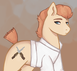 Size: 1034x959 | Tagged: safe, artist:naaw, derpibooru import, oc, oc:blazin glory, equestria at war mod, male, simple background, stallion, standing, white shirt