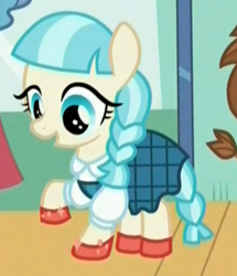 Size: 311x362 | Tagged: safe, derpibooru import, edit, edited screencap, screencap, charity kindheart, coco pommel, earth pony, pony, g4, made in manehattan, cocobetes, cropped, cute, dorothy gale, female, filly, filly coco pommel, foal, the wizard of oz, upscaled, violet cream, younger