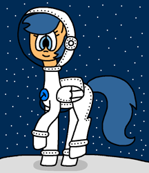 Size: 840x970 | Tagged: safe, artist:gillianthecreator36, derpibooru import, first base, pegasus, pony, g4, adorabase, astronaut, astronaut first base, closed mouth, cute, female, folded wings, helmet, looking at you, mare, moon, older, older first base, pegasus first base, race swap, smiling, smiling at you, solo, space, space helmet, spacesuit, stars, walking, wings
