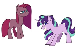 Size: 1337x838 | Tagged: safe, artist:partyponypower, derpibooru import, pinkie pie, starlight glimmer, earth pony, pony, unicorn, g4, alternate universe, blue eyes, colored, creepy, creepy smile, desaturated, doodle dump, doodle page, duo, duo female, evil grin, eyelashes, female, flat colors, frown, grin, horn, leaning, leaning forward, lidded eyes, looking at you, mare, missing cutie mark, narrowed eyes, no catchlights, nose wrinkle, pink coat, pink mane, pink tail, pinkamena diane pie, pinkie pie is not amused, ponytail, profile, purple eyes, s5 starlight, shrunken pupils, simple background, slasher smile, smiling, smiling at you, standing, staring into your soul, tail, teeth, tied mane, two toned mane, two toned tail, unamused, unicorn horn, white background, wide eyes