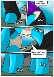 Size: 1614x2283 | Tagged: safe, artist:rex-equinox, derpibooru import, oc, oc only, changedling, changeling, human, comic, hooves, human to changeling, male, solo, speech bubble, transformation