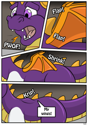 Size: 2480x3507 | Tagged: safe, artist:rex-equinox, derpibooru import, rarity, dragon, pony, g4, character to character, comic, dragon to pony, high res, solo, species swap, speech bubble, spyro the dragon, spyro the dragon (series), transformation