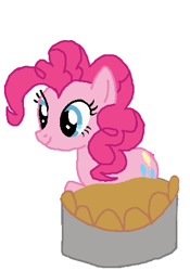 Size: 317x453 | Tagged: safe, artist:qjosh, derpibooru import, pinkie pie, earth pony, pony, g4, female, food, food transformation, literal, name pun, pie, pinkie pie (form), simple background, solo, transformation, transformation sequence, white background