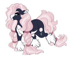 Size: 3600x2900 | Tagged: safe, artist:gigason, derpibooru import, oc, oc only, oc:cotton candytuft, earth pony, pony, annoyed, blaze (coat marking), braid, braided ponytail, braided tail, chin fluff, coat markings, colored hooves, colored pinnae, ears back, facial markings, feminine stallion, green eyes, hoof polish, long mane male, male, obtrusive watermark, offspring, pale belly, parent:oc:voltage, parent:roseluck, parents:canon x oc, ponytail, raised hoof, raised leg, shiny hooves, simple background, socks (coat marking), solo, stallion, tail, transparent background, watermark