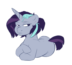 Size: 887x804 | Tagged: safe, artist:jaw2002, derpibooru import, unicorn, 2017, frown, horn, lidded eyes, magical lesbian spawn, offspring, parent:maud pie, parent:starlight glimmer, parents:starmaud, simple background, solo, white background