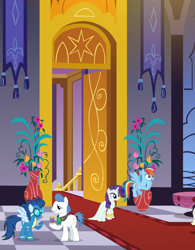 Size: 1920x2463 | Tagged: safe, derpibooru import, edit, edited screencap, screencap, orion, rainbow dash, rarity, shooting star (character), earth pony, pegasus, pony, unicorn, g4, rarity investigates, blue blazes, canterlot ballroom, clothes, composite screencap, dress, horn