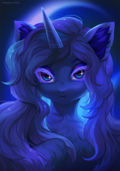 Size: 900x1288 | Tagged: safe, artist:margony, derpibooru import, princess luna, alicorn, pony, bust, ear fluff, ears, female, looking at you, mare, portrait, solo