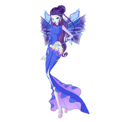Size: 2780x2780 | Tagged: safe, artist:machakar52, derpibooru import, rarity, human, equestria girls, g4, alternate hairstyle, clothes, colored wings, crossover, cutie mark on human, ear piercing, earring, fairy, fairy wings, fairyized, flower, hand on hip, high heels, jewelry, looking at you, multicolored wings, necklace, onyrix, piercing, purple wings, shoes, simple background, smiling, smiling at you, sparkly wings, transparent background, wings, winx, winx club, winxified, world of winx