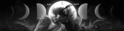 Size: 1590x400 | Tagged: safe, alternate version, artist:raychelrage, derpibooru import, oc, oc only, oc:rachel rage, pegasus, pony, black and white, grayscale, monochrome, moon, night, pegasus oc, sky, solo