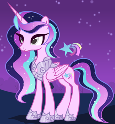 Size: 1280x1378 | Tagged: safe, artist:vi45, derpibooru import, oc, oc only, alicorn, pony, alicorn oc, concave belly, female, horn, mare, night, slender, solo, thin, wings
