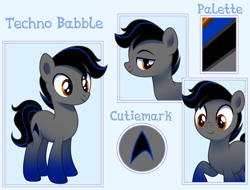 Size: 4999x3800 | Tagged: safe, artist:mcjojo, derpibooru import, oc, oc only, oc:techno babble, earth pony, pony, earth pony oc, male, reference sheet, solo, stallion