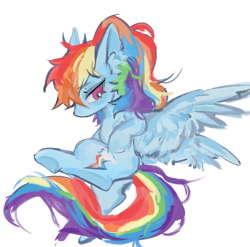 Size: 2221x2196 | Tagged: safe, artist:琼觞觞, derpibooru import, rainbow dash, pegasus, pony, g4, female, mare, simple background, solo, white background